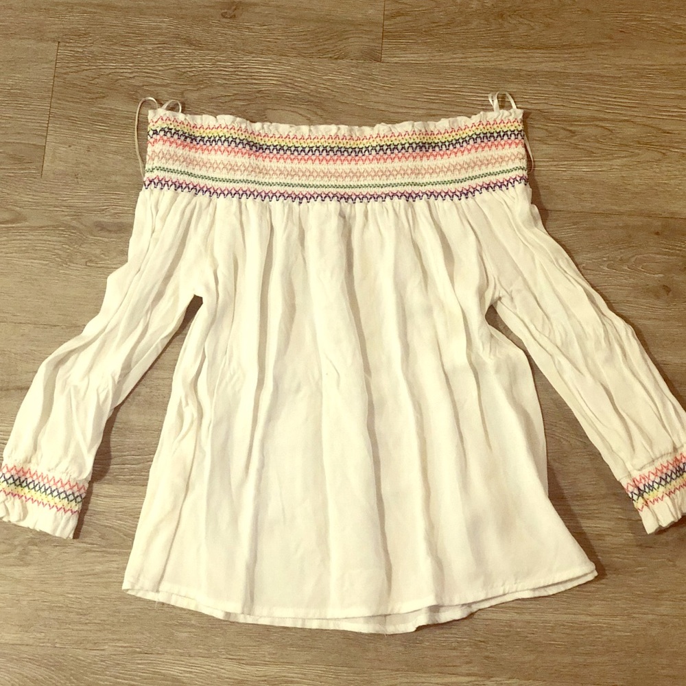 Off the shoulder white top